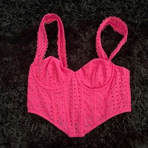 Pink corset eyelet top